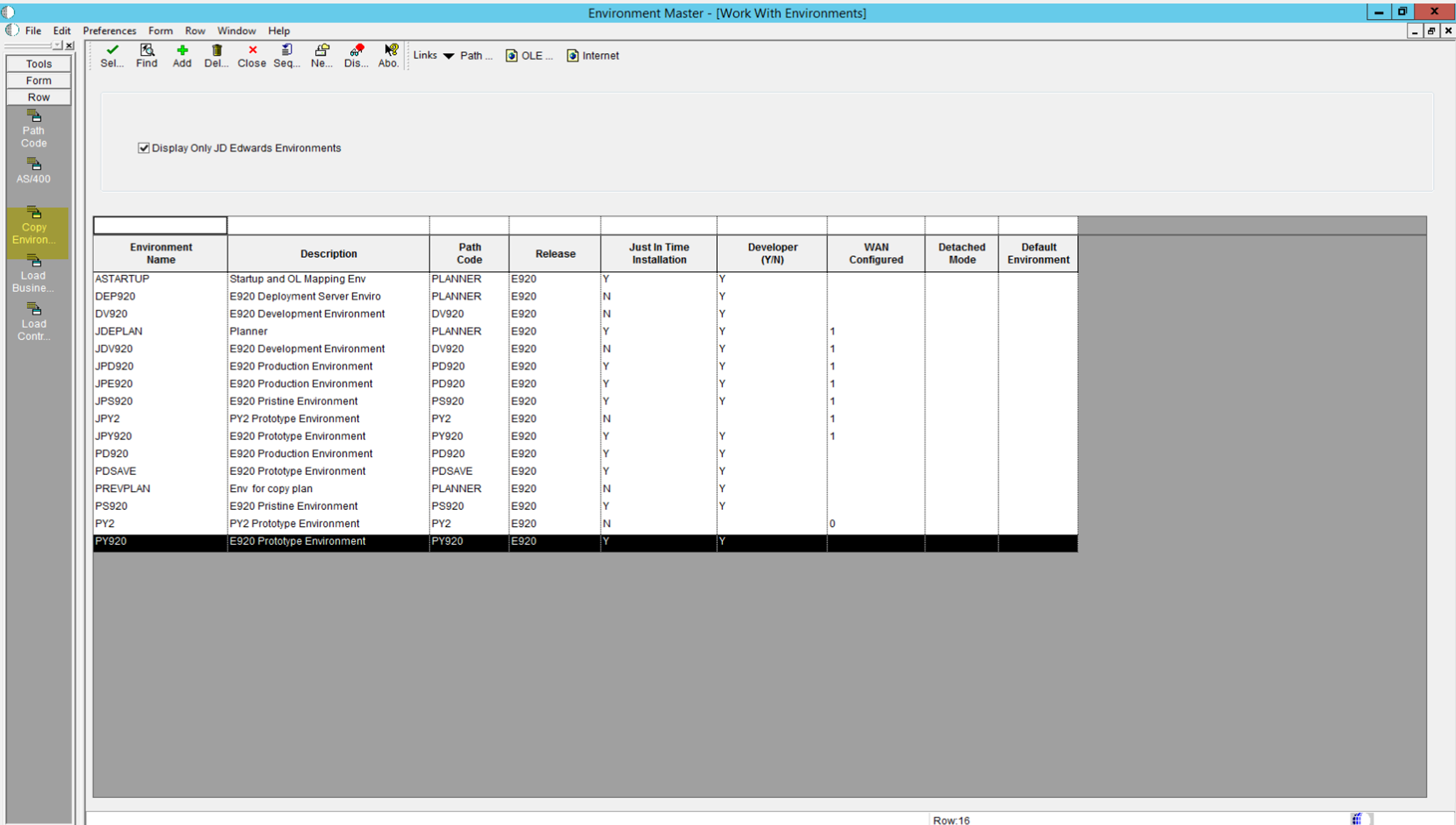 creating new environment in jd edwards