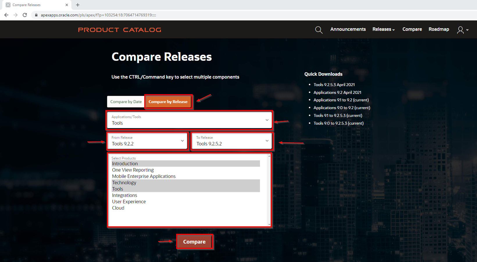 oracle comparison tool