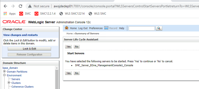 weblogic console restart