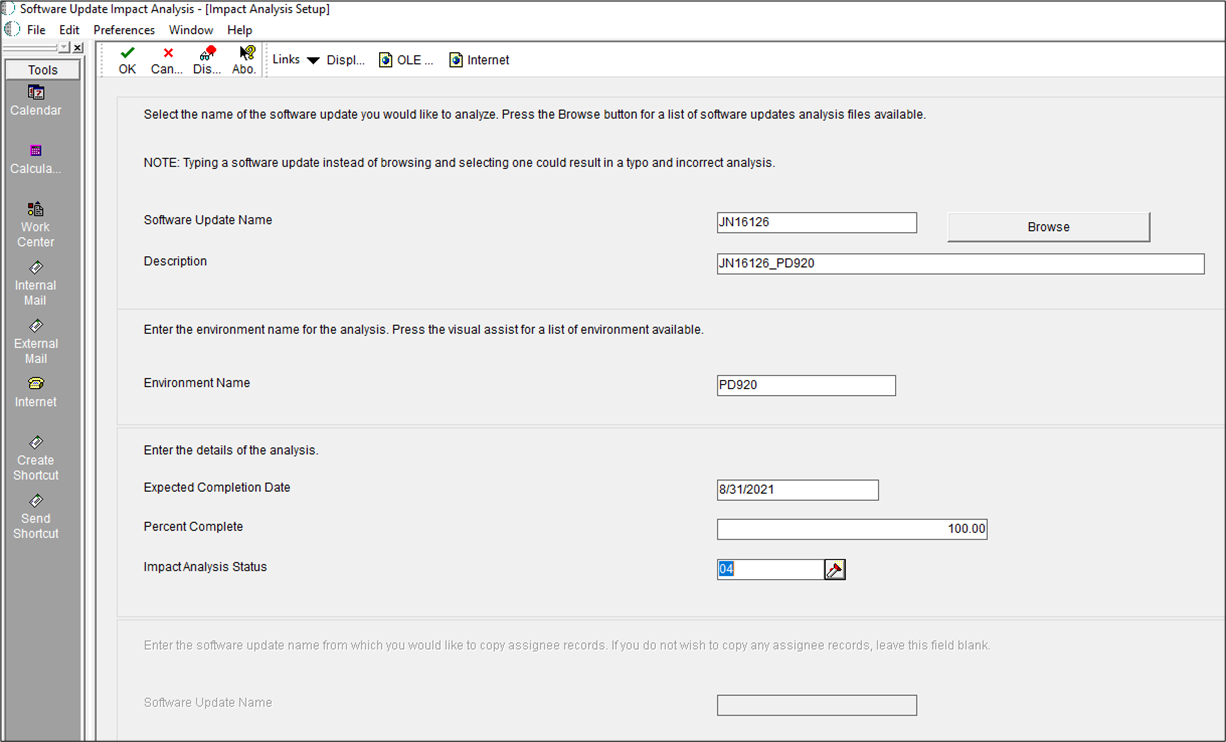 impact analysis setup