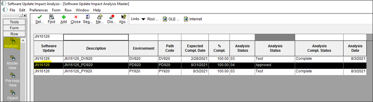 software update impact analysis