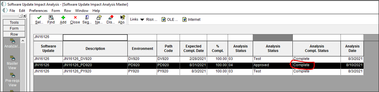 impact analysis setup