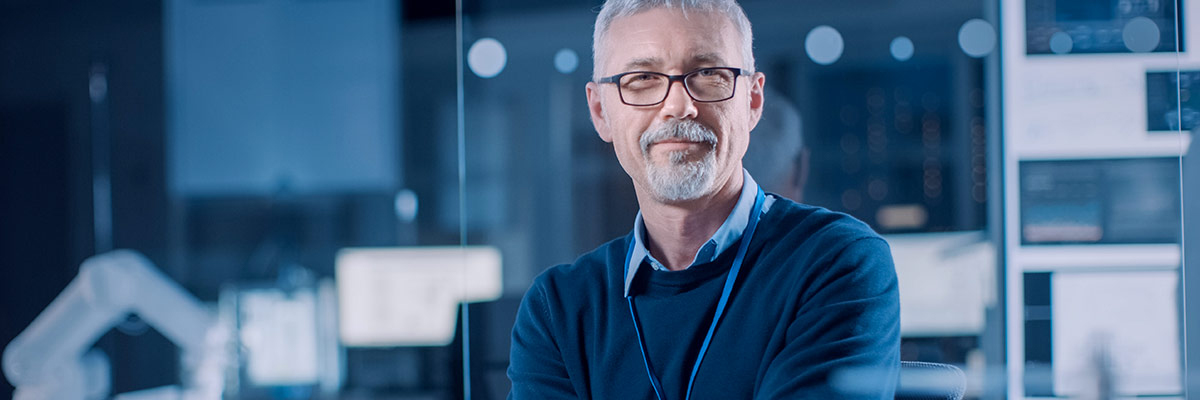 man smiling and looking at camera