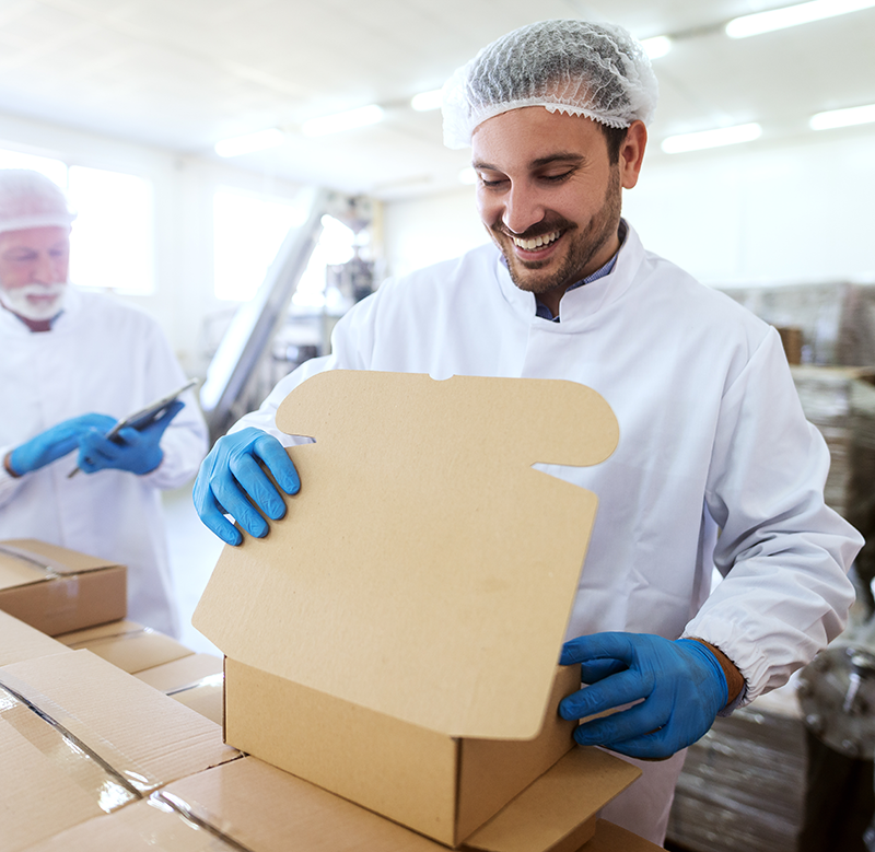 Man packaging product