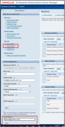 JD Edwards Server Manager console.