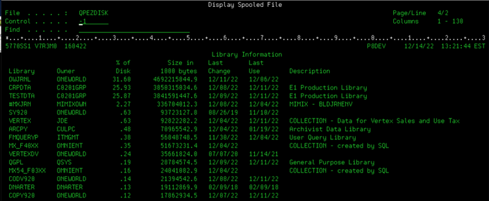 DSPMSG QSYSOPR disk report